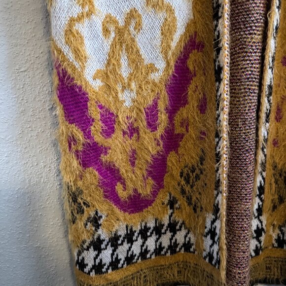 MAX SPORT MSRP $368 Magenta Combo Long Maxi Cardigan w/ Pocket Fall S Faux Fur - Picture 6 of 16